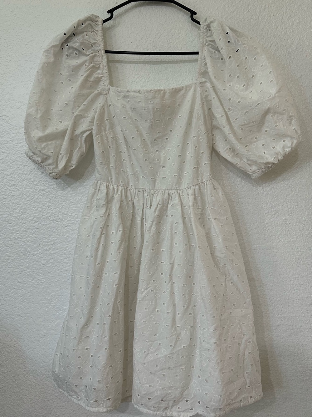 a new day White Eyelet Mini Dress with Puff Details